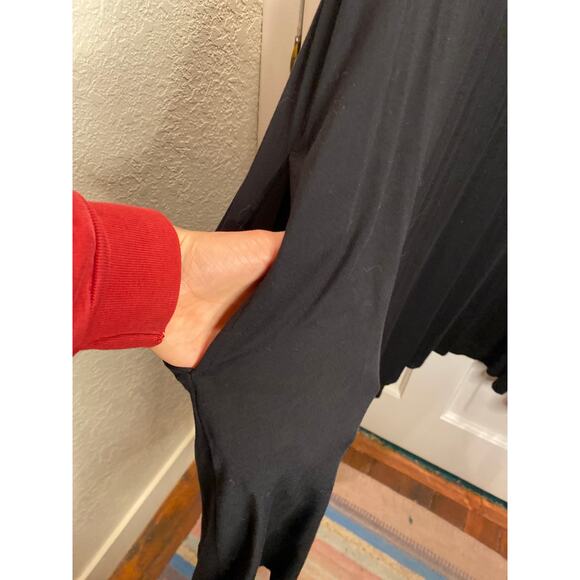 Black Boho Comfortable Stretchy Dress Woman Within Pockets 26/28 2XL - Picture 3 of 6